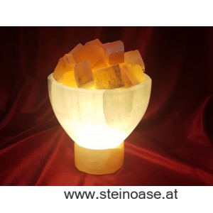 2-farbige Selenit Schalenlampe